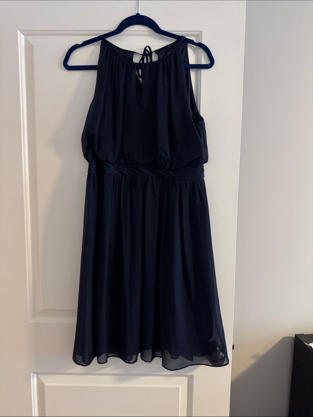 Adrianna Papell Women’s Navy Halter Chiffon Dress